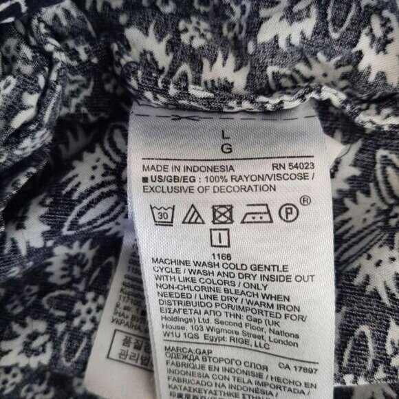 GAP Long Sleeve Shorts Romper Blue Floral Pattern Blue & White Sz L - Picture 14 of 14